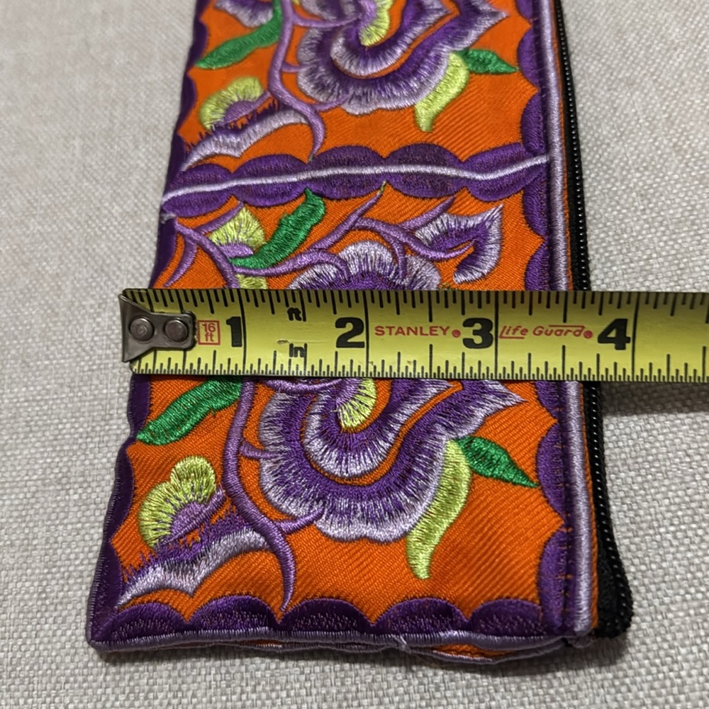 Colorful Embroidered Zip Top Pouch-Like New - Picture 8 of 11